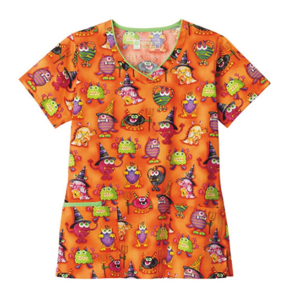3XL Medical Scrub Top Halloween